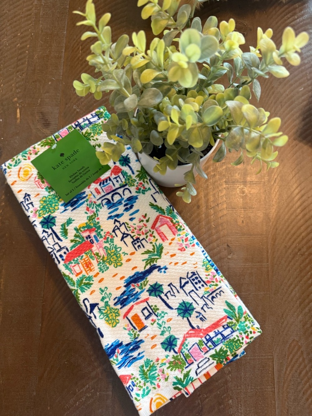 kate spade Tropical Village Print Kitchen Towels - Multicolor NWT
